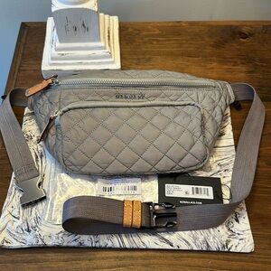 MZ Wallace Gray Quilted Crossbody Bag